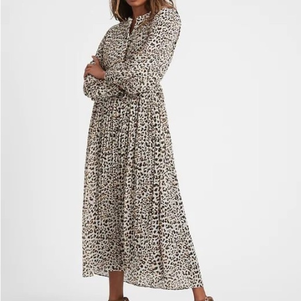 Banana Republic Animal Print Long Sleeve Dress